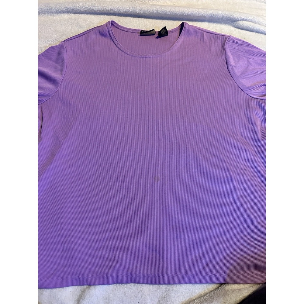 Laura Scott Women's 16/18W Purple‎ Ribbed Knit Short Sleeve Top Plus Size
